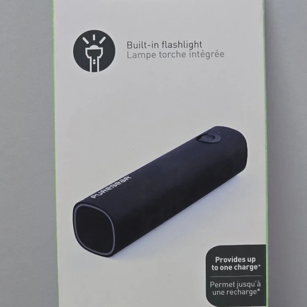 PureGear Pure Juice 3,000mah Rechargeable Battery Pack Black and Flashlight NIB